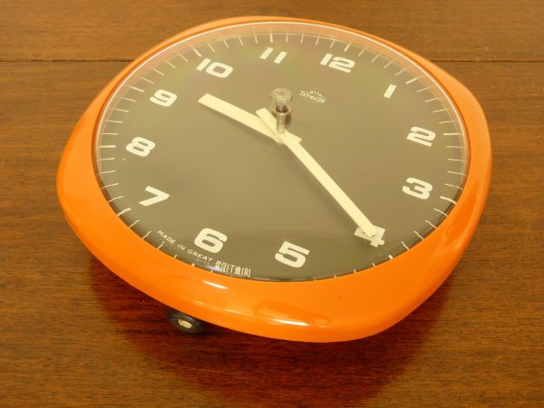 Vintage Orange Smiths Timecal Dulcet Pull Cord Wind Wall Clock