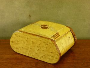Art Deco Faux Wood Metal Cigarette Box