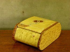 Art Deco Faux Wood Metal Cigarette Box