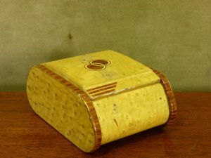Art Deco Faux Wood Metal Cigarette Box