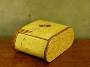 Art Deco Faux Wood Metal Cigarette Box