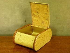 Art Deco Faux Wood Metal Cigarette Box