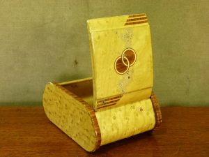 Art Deco Faux Wood Metal Cigarette Box