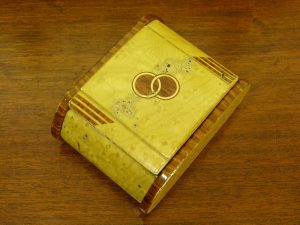 Art Deco Faux Wood Metal Cigarette Box