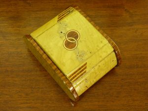 Art Deco Faux Wood Metal Cigarette Box