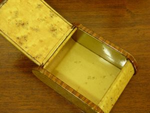Art Deco Faux Wood Metal Cigarette Box