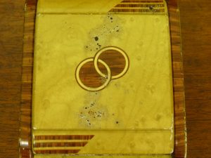 Art Deco Faux Wood Metal Cigarette Box