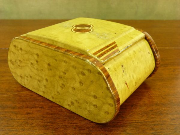 Art Deco Faux Wood Metal Cigarette Box