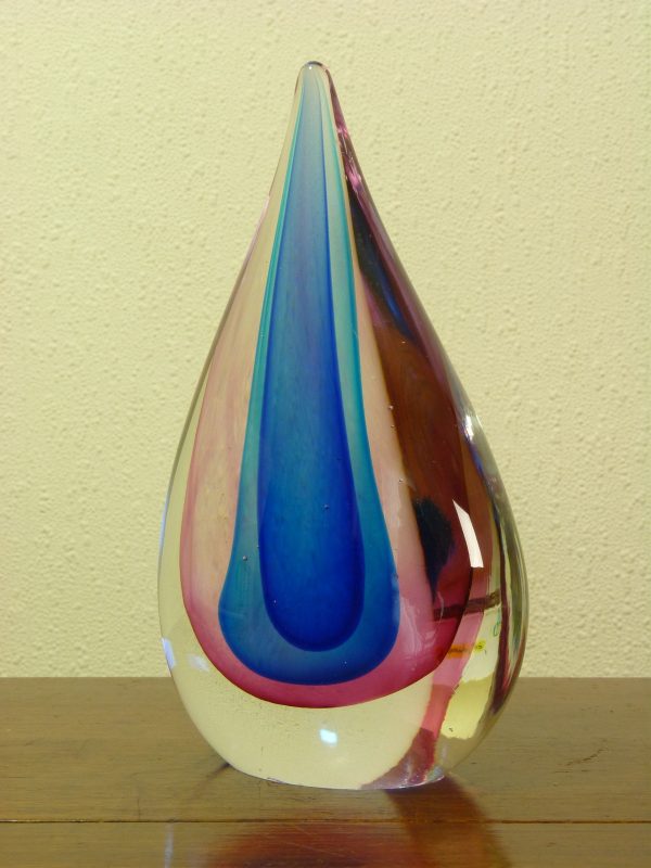 Vintage Italian Glass Murano Sommerso Three Colour Teardrop