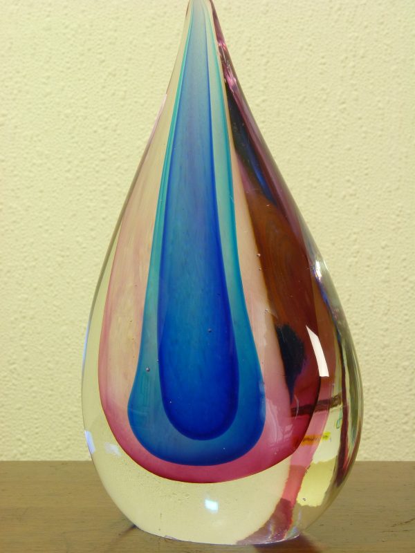 Vintage Italian Glass Murano Sommerso Three Colour Teardrop