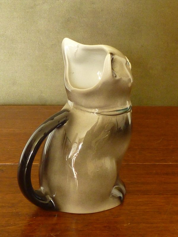 Vintage Kitsch Tony Wood Studio Pottery Creamer Milk Jug Grey Cat