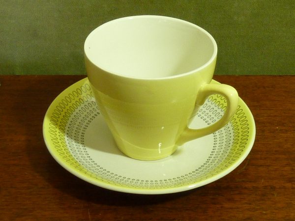 Vintage Pale Yellow Crown Clarence Ironstone Trio Cup Saucer Side Plate