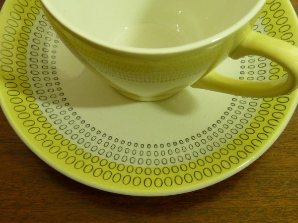Vintage Pale Yellow Crown Clarence Ironstone Trio Cup Saucer Side Plate