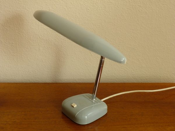 Vintage 1950s B.O.E. Pale Blue/Grey Wing Desk Tube Lamp