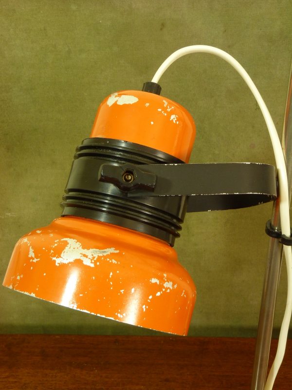 Vintage Orange Hungarian Elektrofem Adjustable Desk Lamp HE-4380