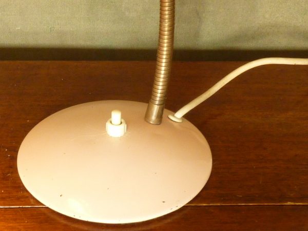 Vintage Pale Pink Gooseneck Desk or Bedside Lamp Perforated Shade