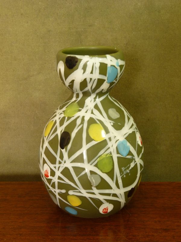 Multicoloured Abstract Olive Green Vase Form 8013 by Fratelli Fanciullacci