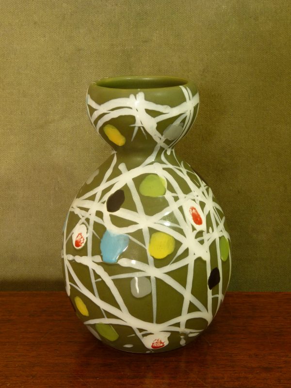 Multicoloured Abstract Olive Green Vase Form 8013 by Fratelli Fanciullacci