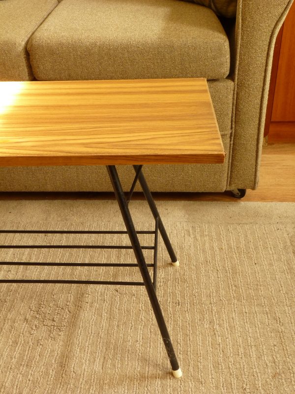 Small Atomic Style Side Table or Coffee Table with Magazine Shelf