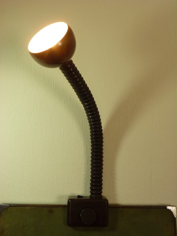 Brutalist Gooseneck Lamp in Dark Brown by Gebruder Cosack