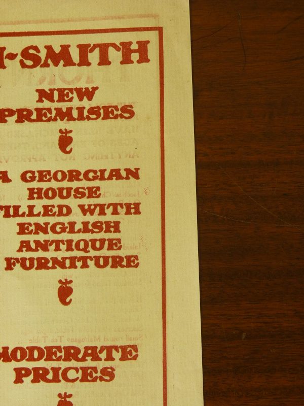 Original Advert for Thornton-Smith Antiques Furniture Soho Square London