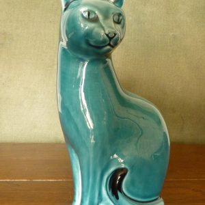 Poole Pottery Teal Sitting Siamese Cat Figurine