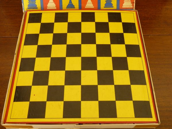 Vintage Codeg Chess Set with Non-Creased Board and Carved Wood Pieces