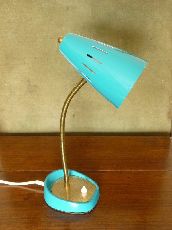 Vintage Blue Pifco Model 971 Classic Gooseneck Desk Lamp