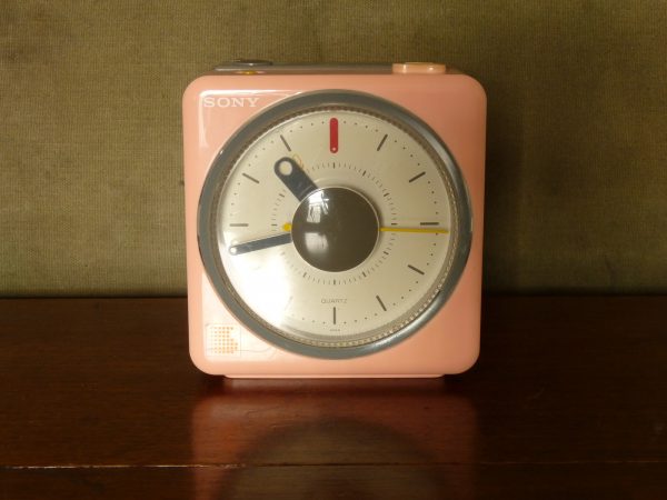 1980s Pink Sony Cube Clock Radio Melody Alarm ICF-A10L