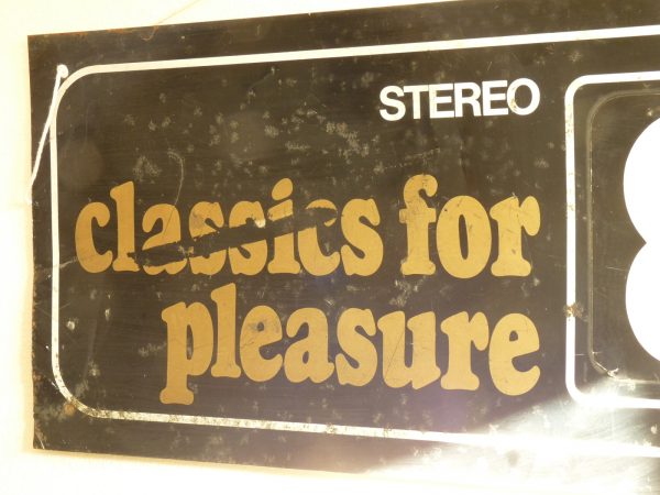 Large Vintage Metal Record Shop Sign "Classics for Pleasure 84p"