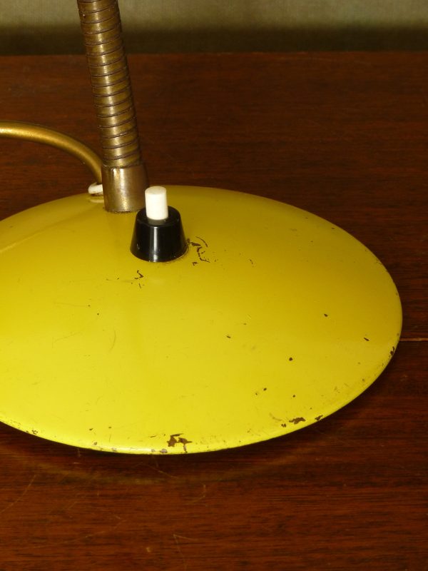 Vintage Yellow Gooseneck Desk or Bedside Lamp Perforated Shade