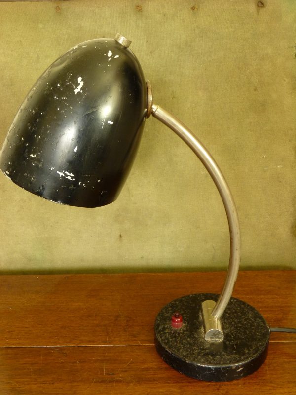 Very Original Black Bauhaus Styled Bullet Desk Lamp with Ball Joint Shade