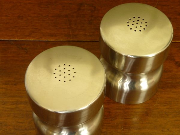 Large Modernist Stainless Steel Salt and Pepper Pots by WMF Germany