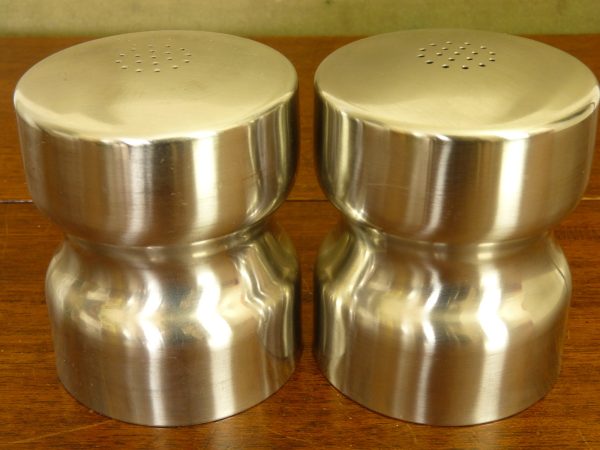 Large Modernist Stainless Steel Salt and Pepper Pots by WMF Germany