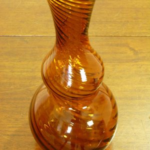Vintage Orange/Amber Optical Art Spiral Design Double Waisted Glass Vase