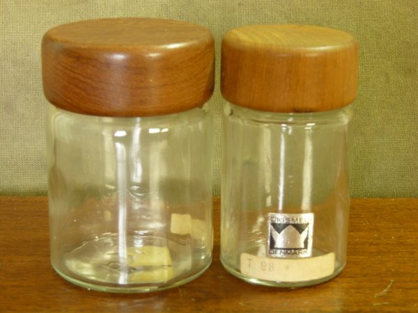 Mid-Century Teak and Glass Small Storage or Spice Jars by DIGSMED, Denmark