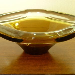 Heavy Vintage Rounded Square Glass Bowl with Smoked Orange Gradient