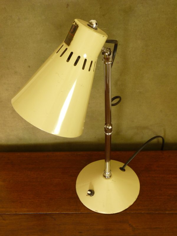 1950s Articulated Pifco Desk Lamp in Dark Cream and Chrome