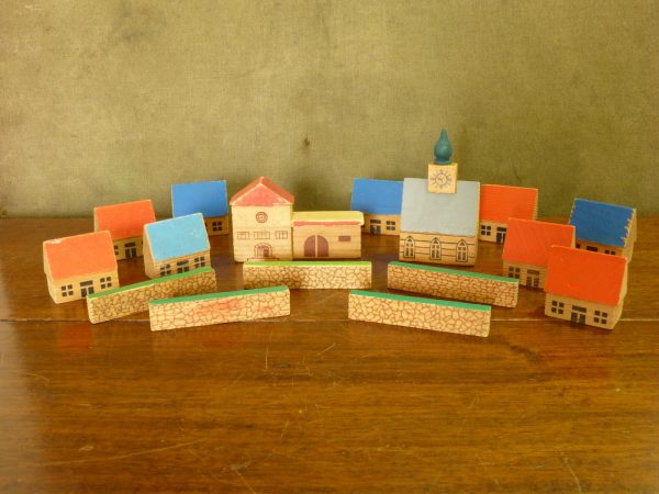 Collection of Vintage East German Erzegebirge Wooden Village Miniatures