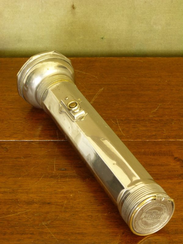Rare Vintage Brass and Nickel Everready Octagonal Handled Flashlight Torch