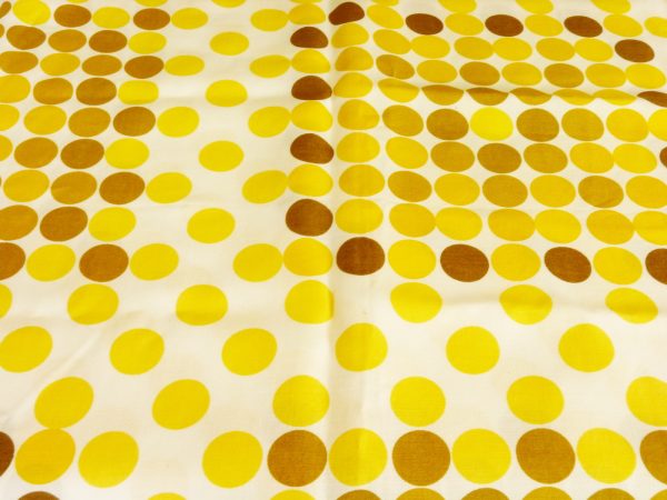 Vintage Square Yellow and Brown Mod Dot Design Linen Tablecloth