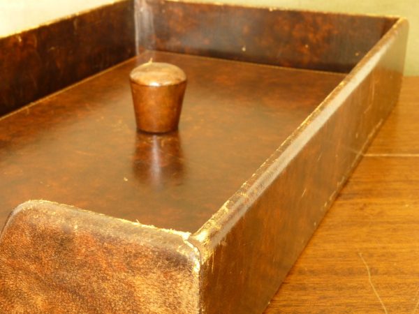 Vintage Leather Effect Wood and Board Desktop Paper or Letter Tray with Lid