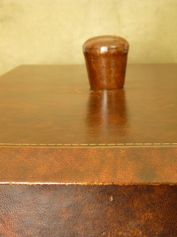 Vintage Leather Effect Wood and Board Desktop Paper or Letter Tray with Lid