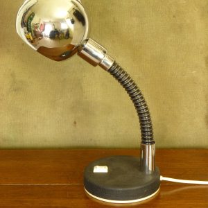 Vintage Chrome and Black Targetti Sankey Gooseneck Desk Lamp, made in Italy
