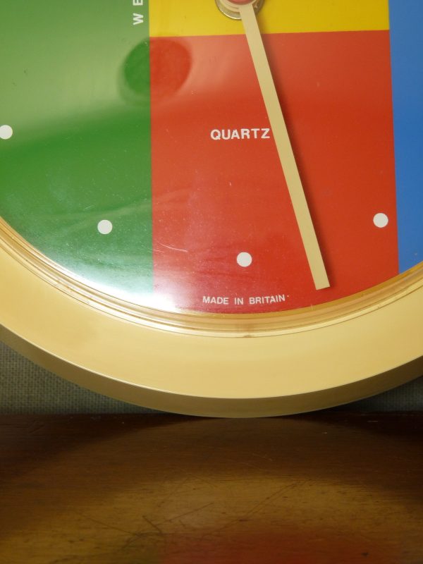 1980s Multi-Coloured Westclox Plastic Quartz Wall Clock