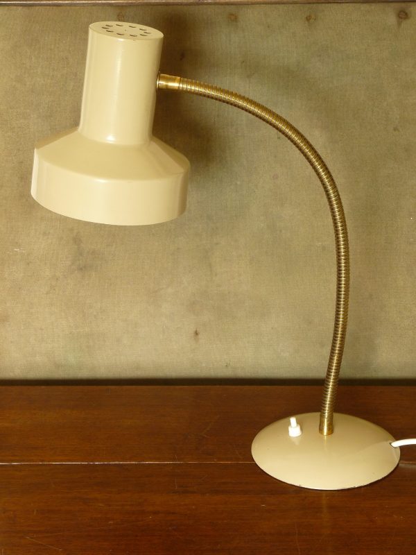 Large Mushroom Colour Brass Gooseneck Maclamp Table Lamp