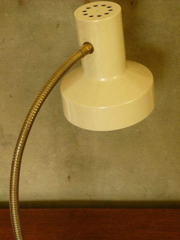 Large Mushroom Colour Brass Gooseneck Maclamp Table Lamp