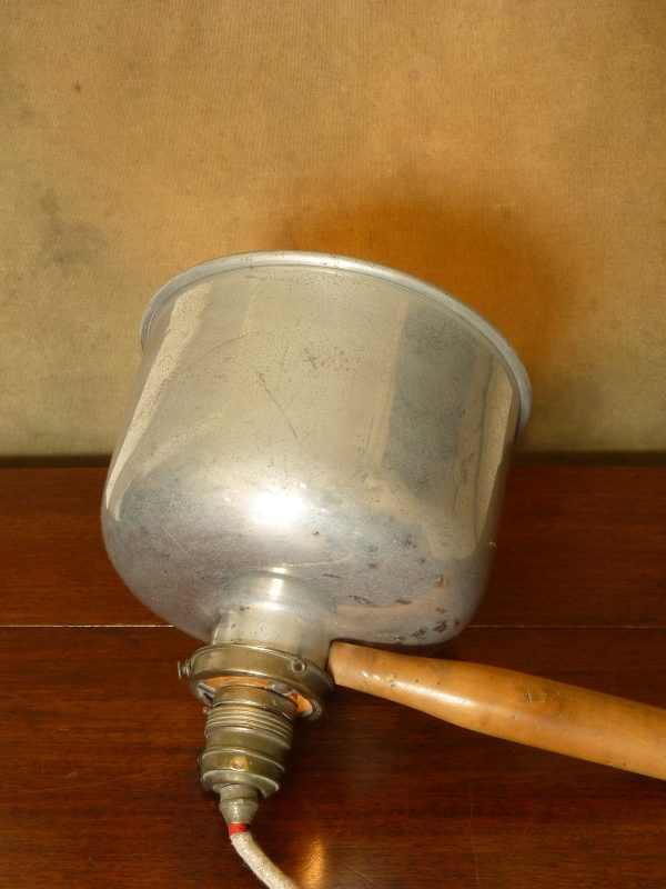 Vintage Wood-handled Aluminium Mechanic's Workshop Lamp