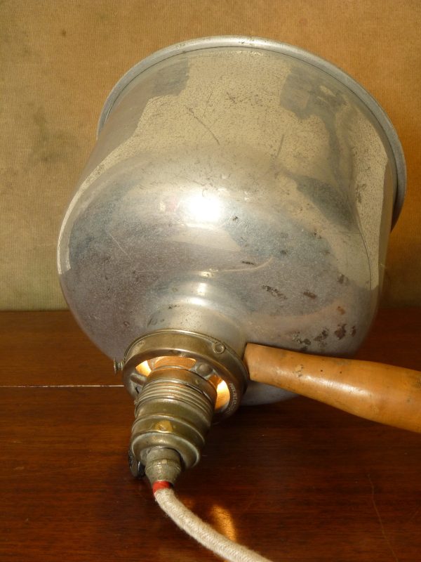 Vintage Wood-handled Aluminium Mechanic's Workshop Lamp