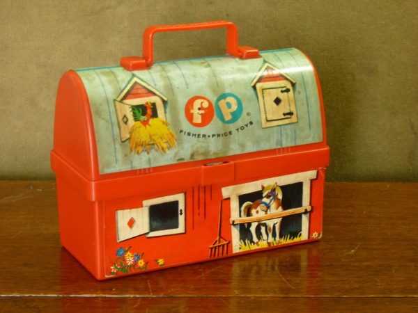 Cute Vintage 1962 Fisher-Price Small Plastic Barn Lunchbox